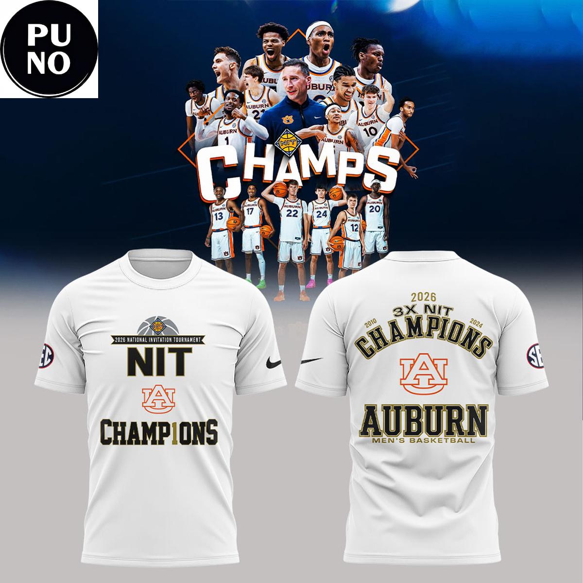 Auburn Tigers Men's Basketball 3x NIT Champions 2026 Hoodie T-Shirt