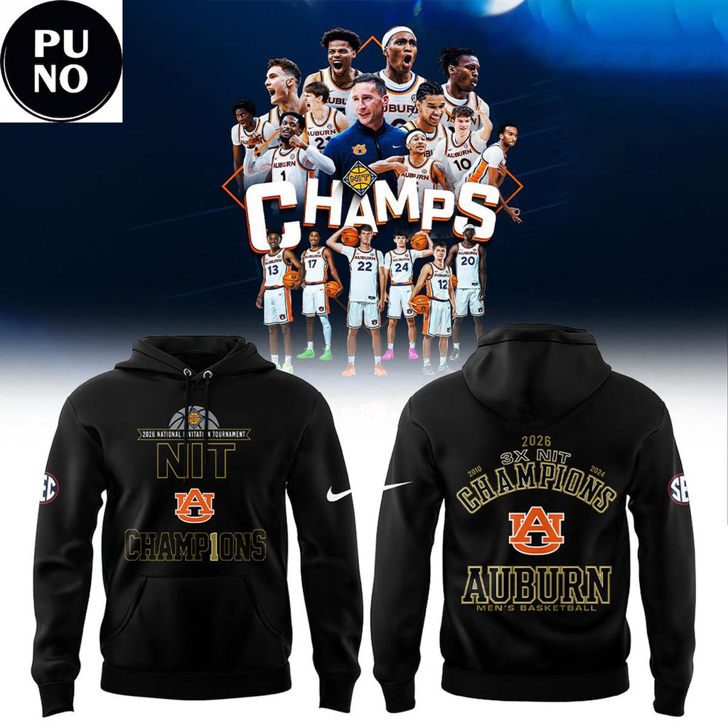 Auburn Tigers Men's Basketball 3x NIT Champions 2026 Hoodie T-Shirt