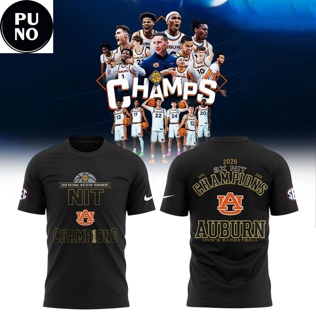 Auburn Tigers Men's Basketball 3x NIT Champions 2026 Hoodie T-Shirt