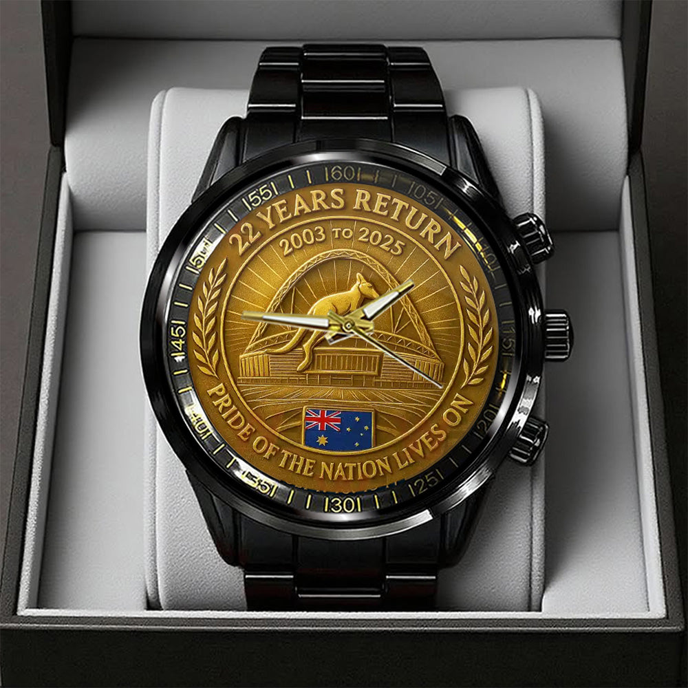 Australia Kangaroos The Ashes Series 2025 Black Stainless Steel Watch - TANTN17816