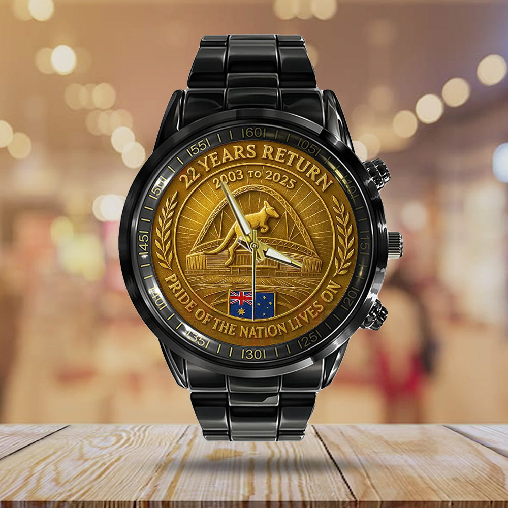Australia Kangaroos The Ashes Series 2025 Black Stainless Steel Watch - TANTN17816