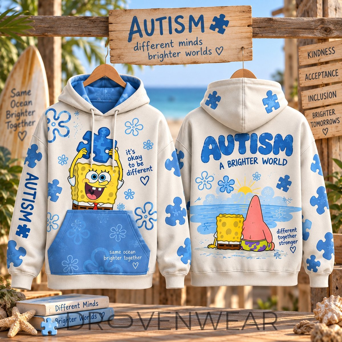 Autism Awareness Spongebob Squarepants Graphic Hoodie