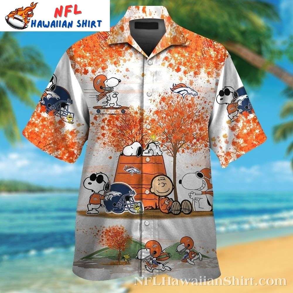 Autumn Huddle – Denver Broncos Hawaiian Shirt With Snoopy