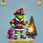 Grinch Firefighter Christmas Ornament