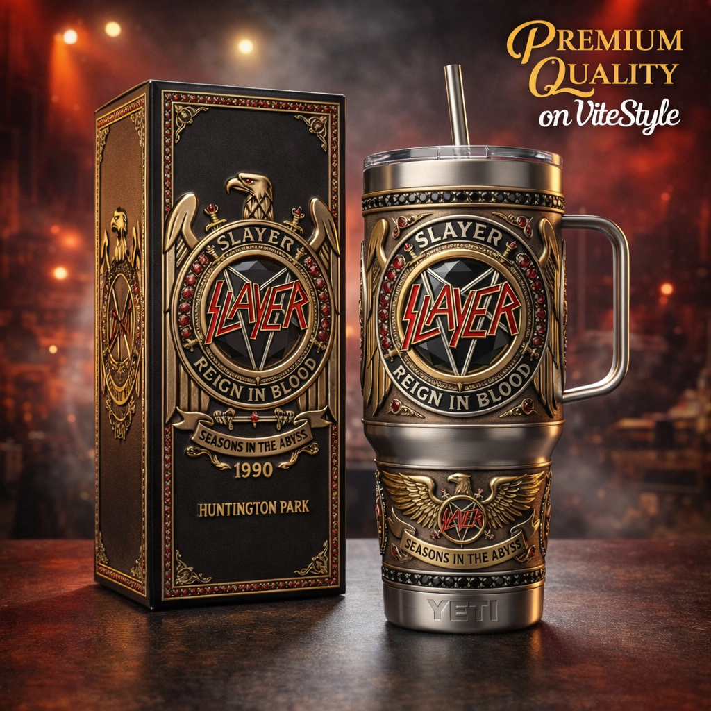 BEST Slayer Reign In Blood Seasons Tumbler with Handle