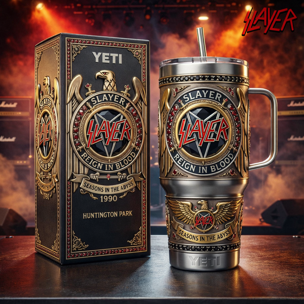 BEST Slayer Reign In Blood Seasons Tumbler with Handle
