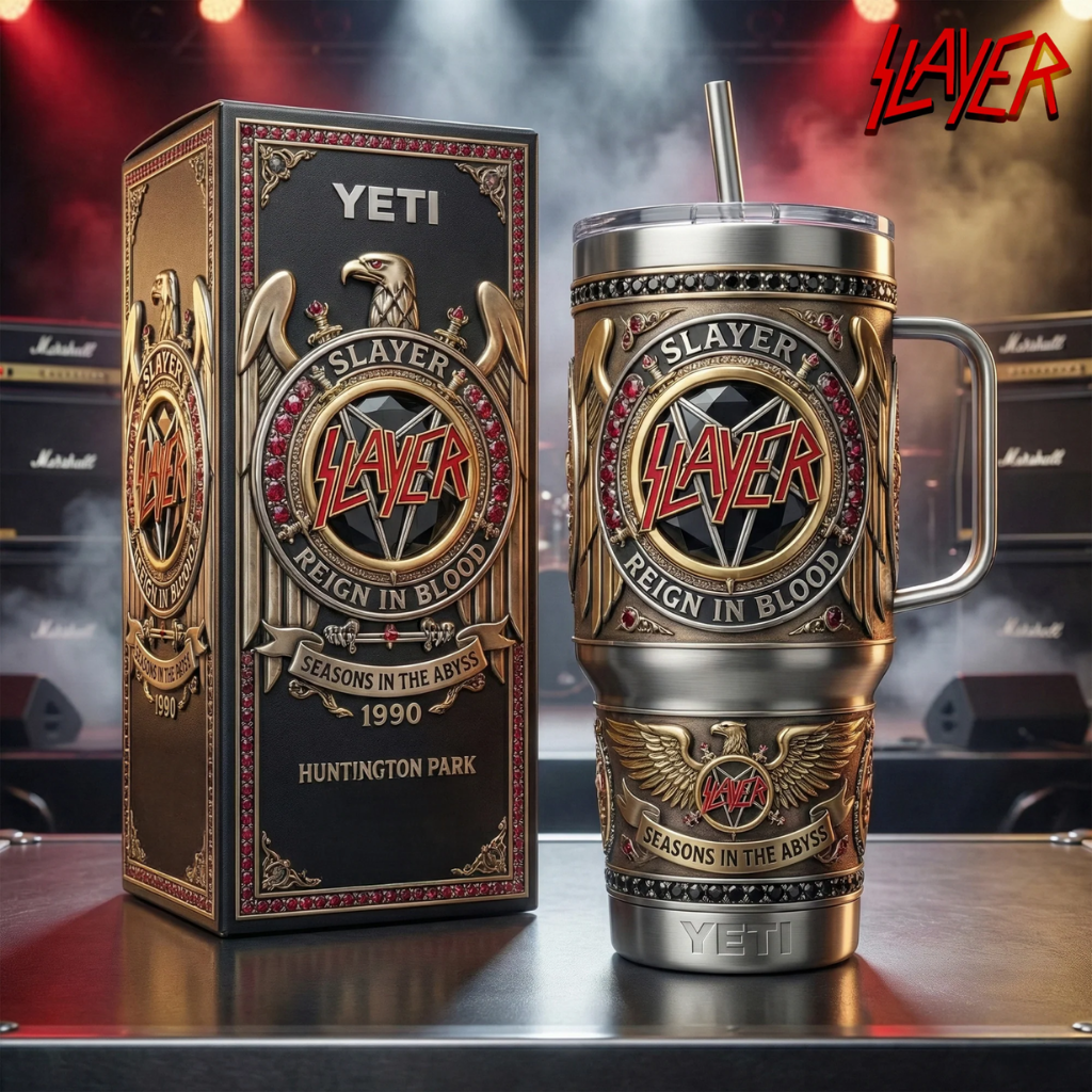 BEST Slayer Reign In Blood Seasons Tumbler with Handle