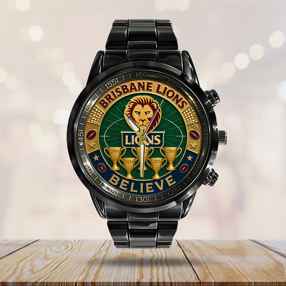 Brisbane Lions Black Stainless Steel Watch - TMTHU1212