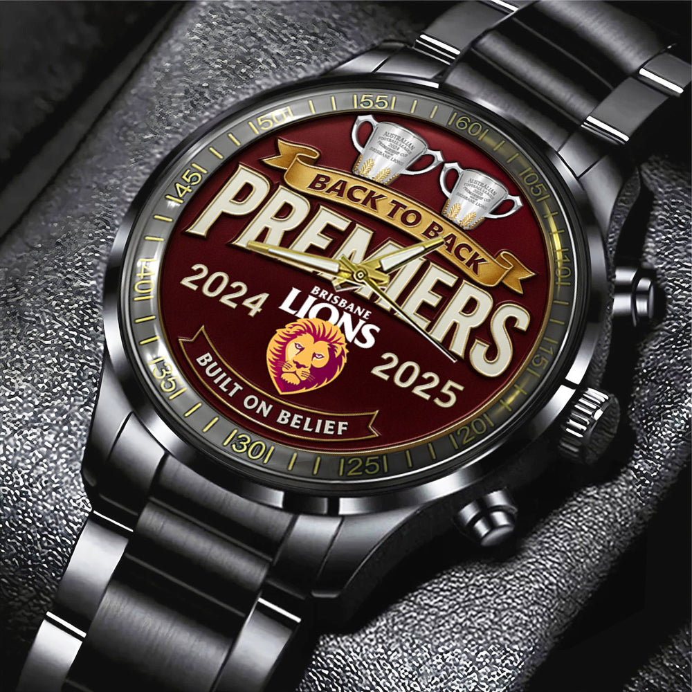 Brisbane Lions Black Stainless Steel Watch - TMTHU1398