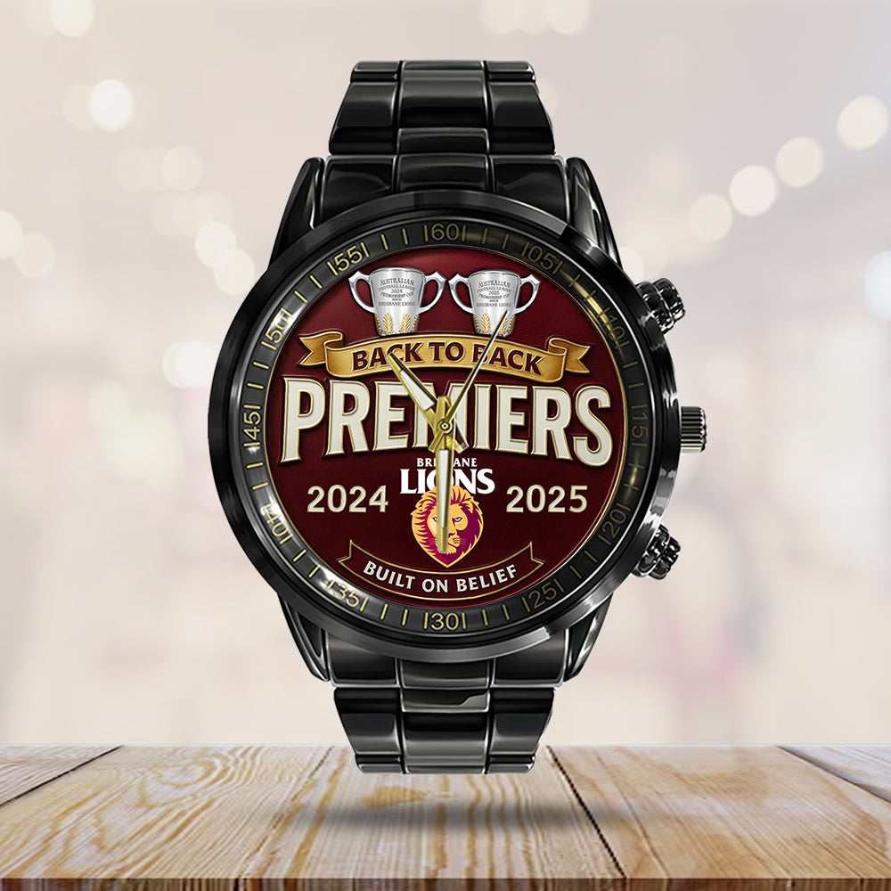 Brisbane Lions Black Stainless Steel Watch - TMTHU1398