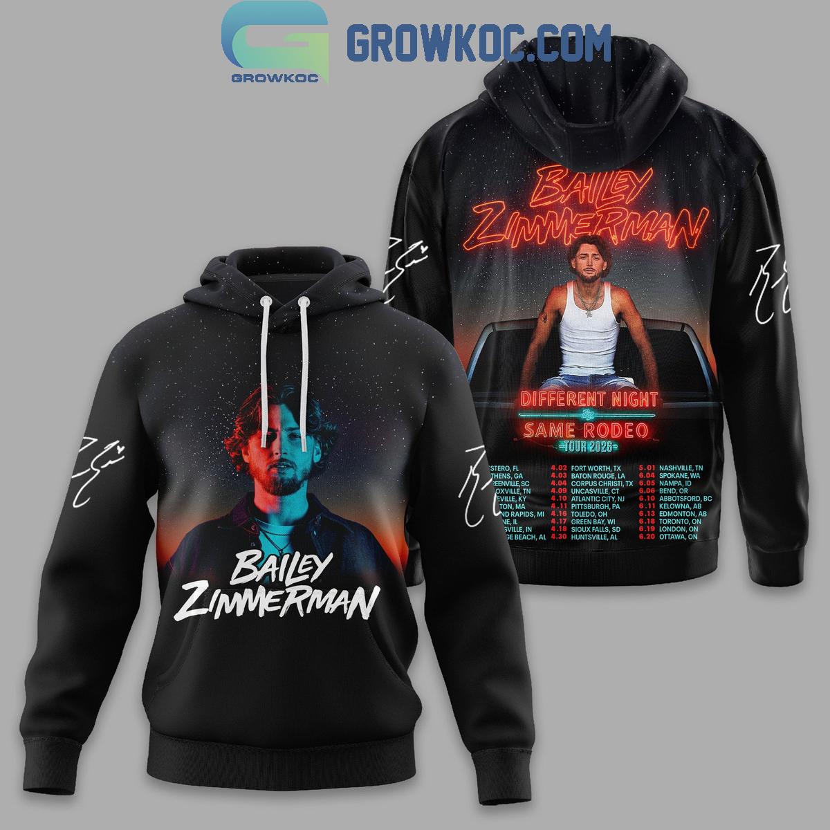 Bailey Zimmerman Different Night Same Rodeo Tour 2026 Hoodie Shirt