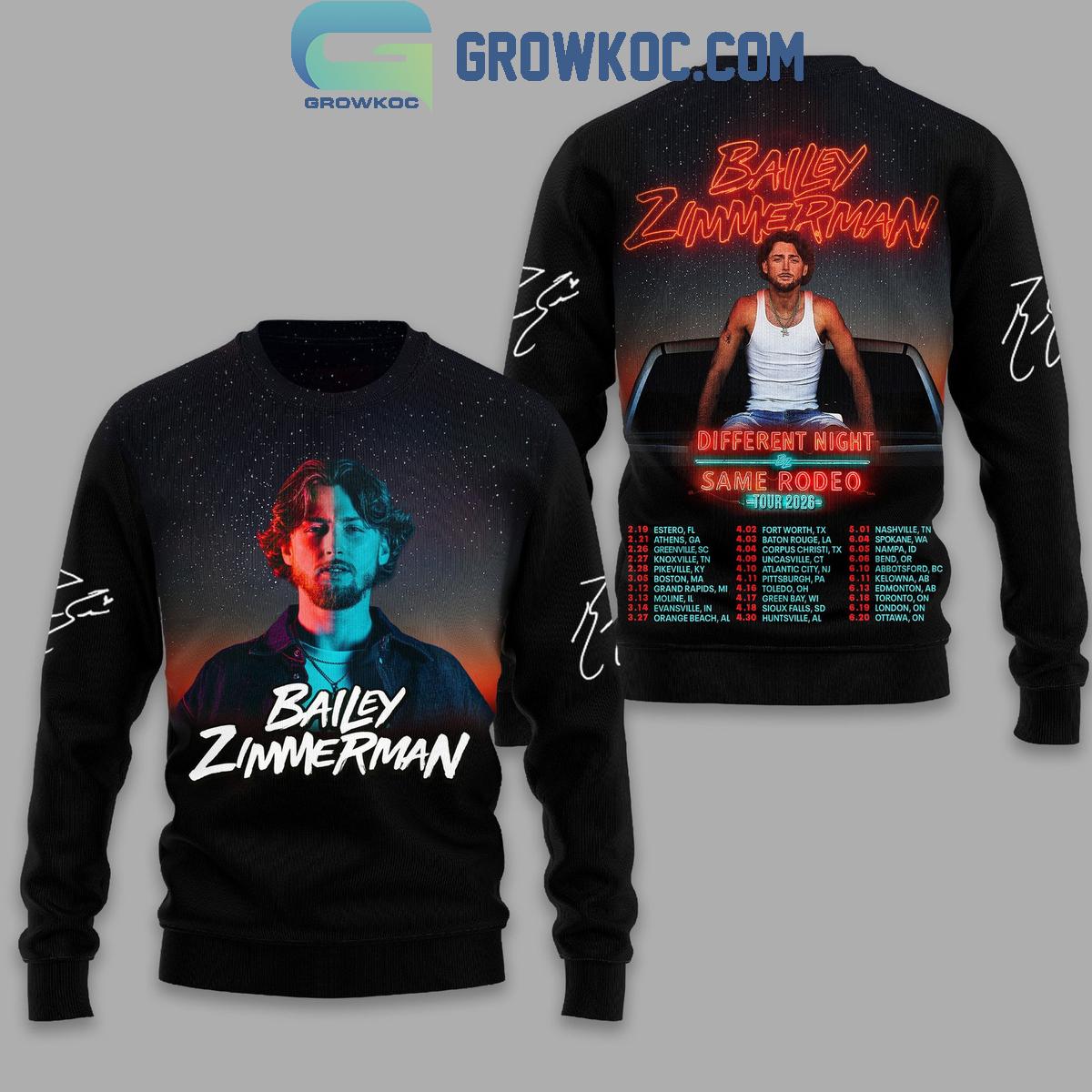 Bailey Zimmerman Different Night Same Rodeo Tour 2026 Hoodie Shirt