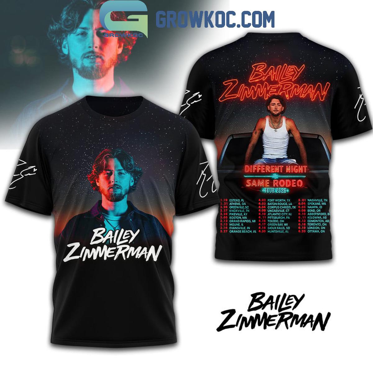 Bailey Zimmerman Different Night Same Rodeo Tour 2026 Hoodie Shirt