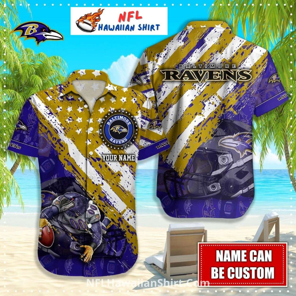 Baltimore Ravens Abstract Game Day Aloha Shirt