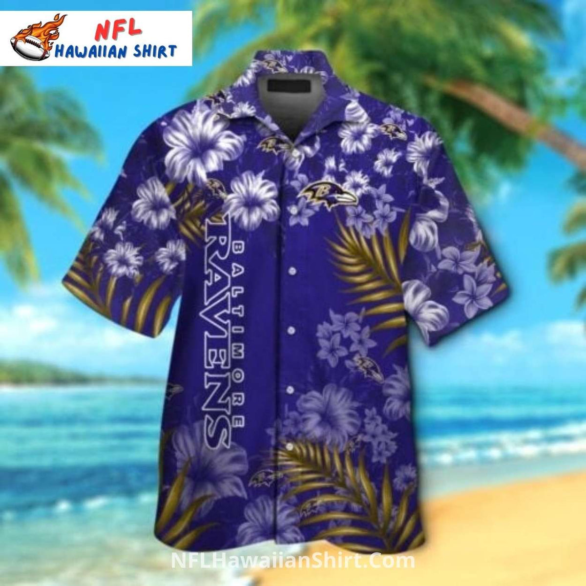 Baltimore Ravens Classic Floral Button-Up Aloha Shirt