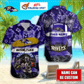 Baltimore Ravens Floral Flock Customizable Aloha Shirt