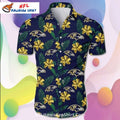 Baltimore Ravens Floral Hawaiian Shirt With Yellow Hibiscus