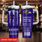 Baltimore Ravens Football Energy Nutrition Facts Tumbler Custom Name