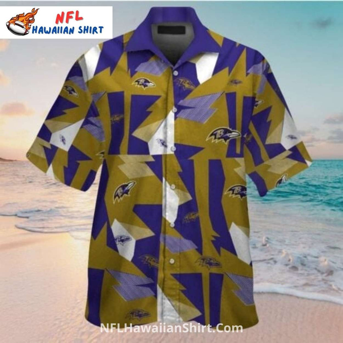 Baltimore Ravens Geometric Pattern Aloha Shirt