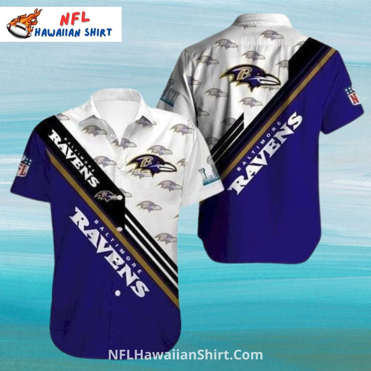 Baltimore Ravens Gradient Stripe Aloha Shirt With Logos
