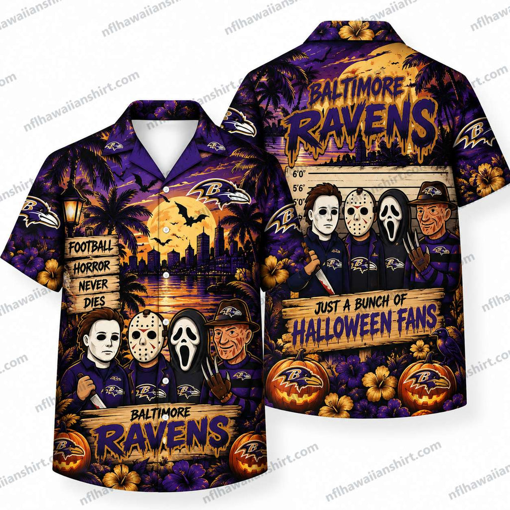 Baltimore Ravens Horror Fans Lineup Halloween Hawaiian Shirt