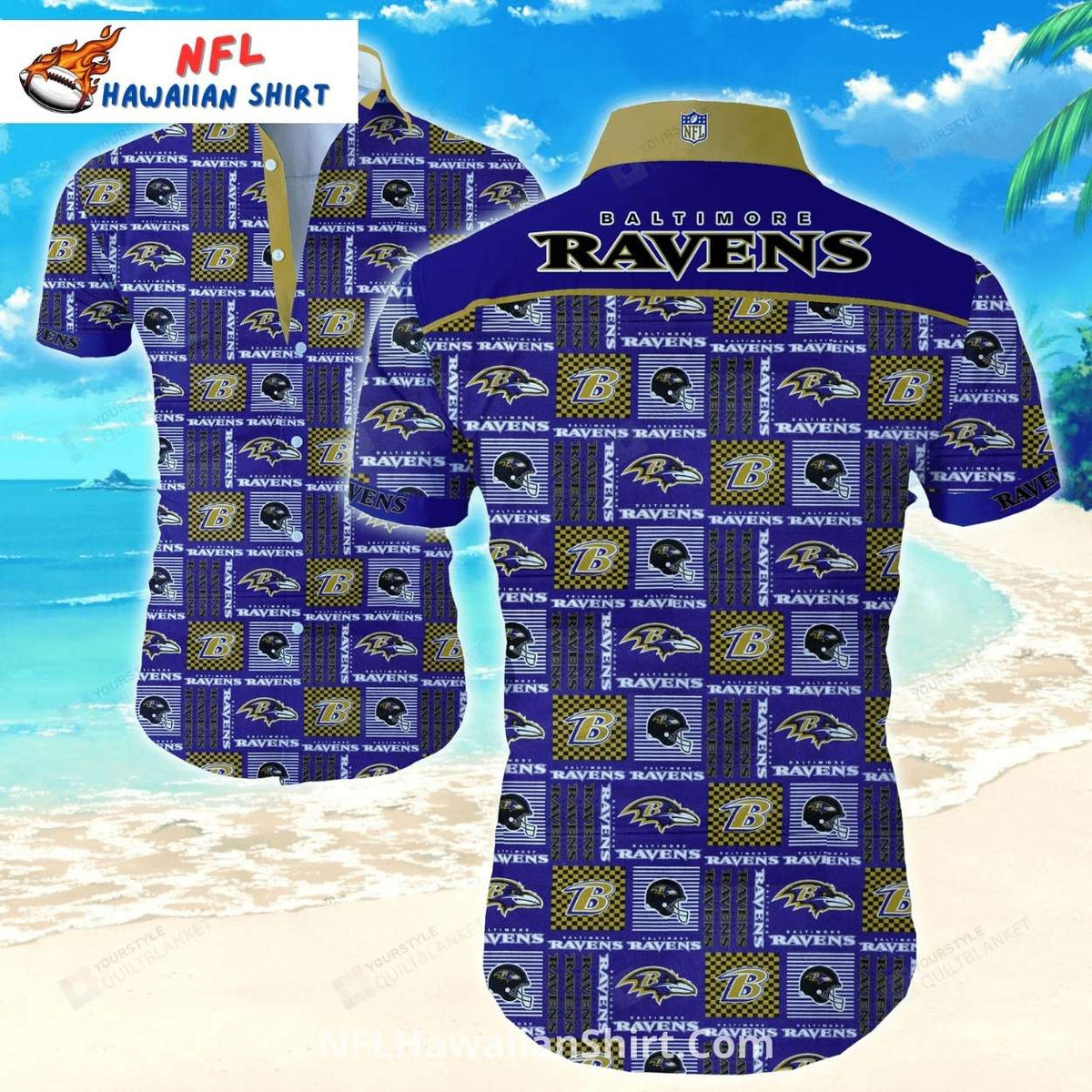 Baltimore Ravens Logo Repeat Pattern Hawaiian Shirt