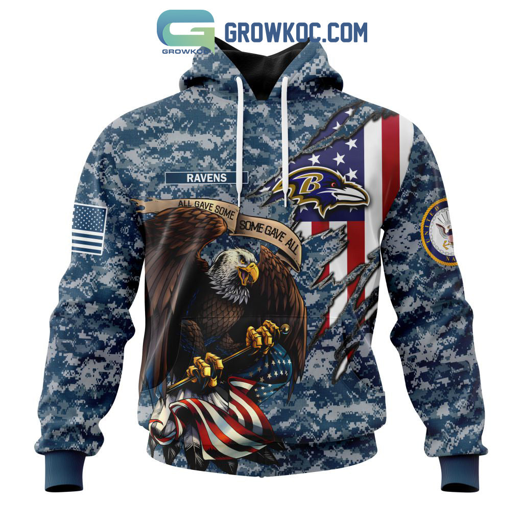 Baltimore Ravens NFL Honor US Navy Veterans All Gave Some Some Gave All Personalized Hoodie T Shirt