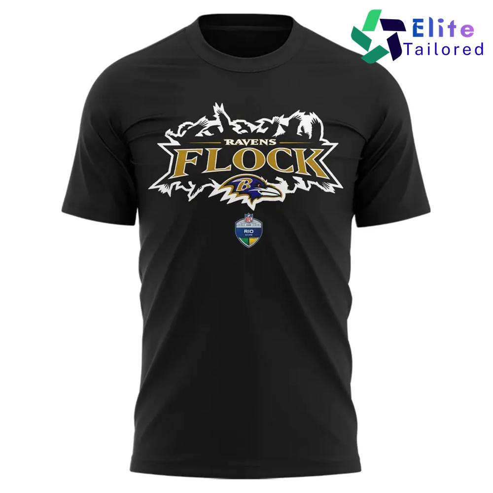 Baltimore Ravens NFL Rio De Janeiro Game 2026 Black T-Shirt