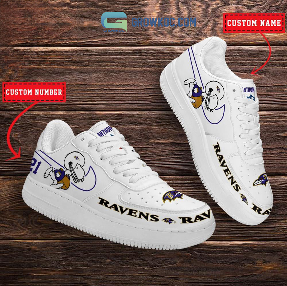Baltimore Ravens NFL Snoopy Personalized Air Force 1 Low Top Shoes