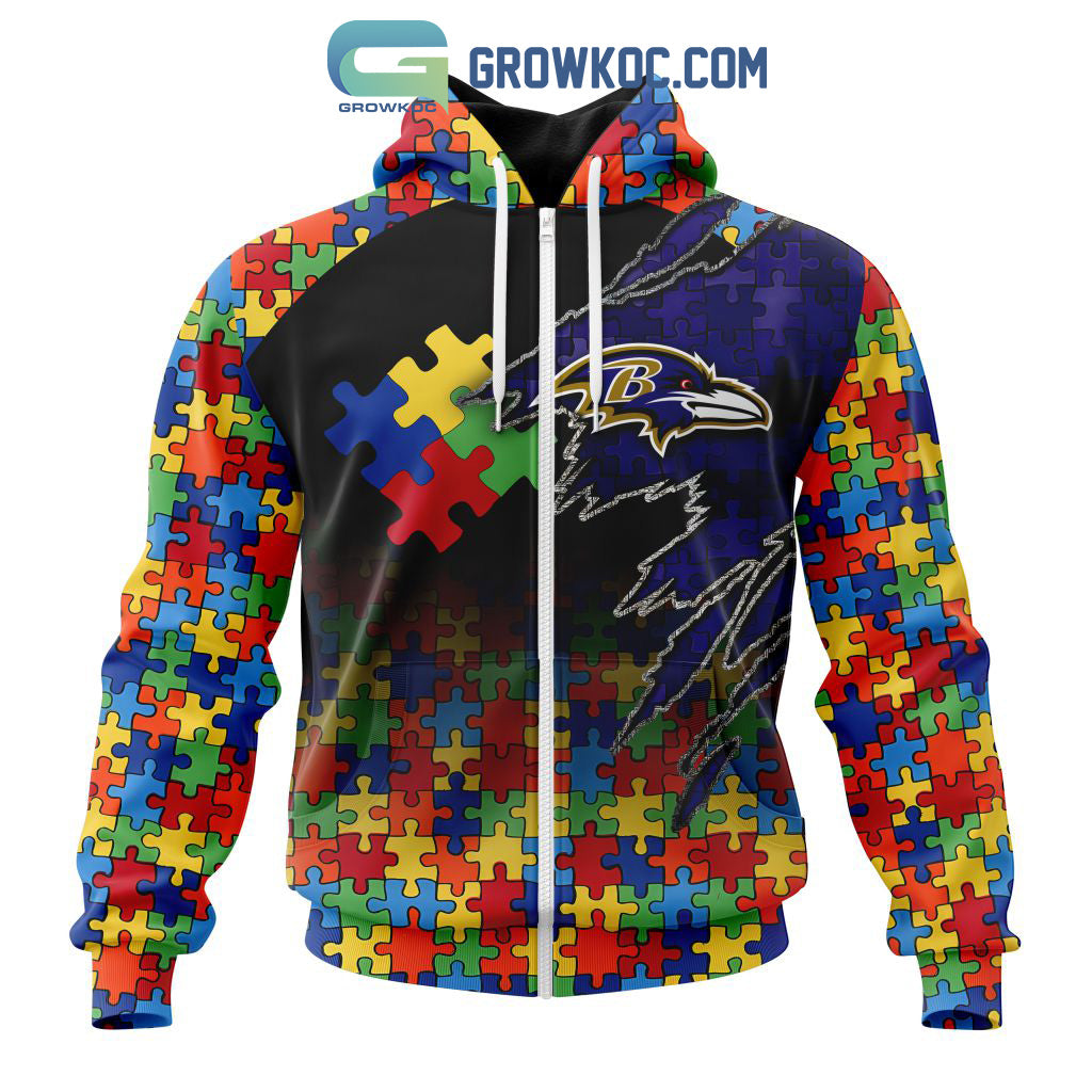 Baltimore Ravens NFL Special Autism Awareness Design Hoodie T Shirt