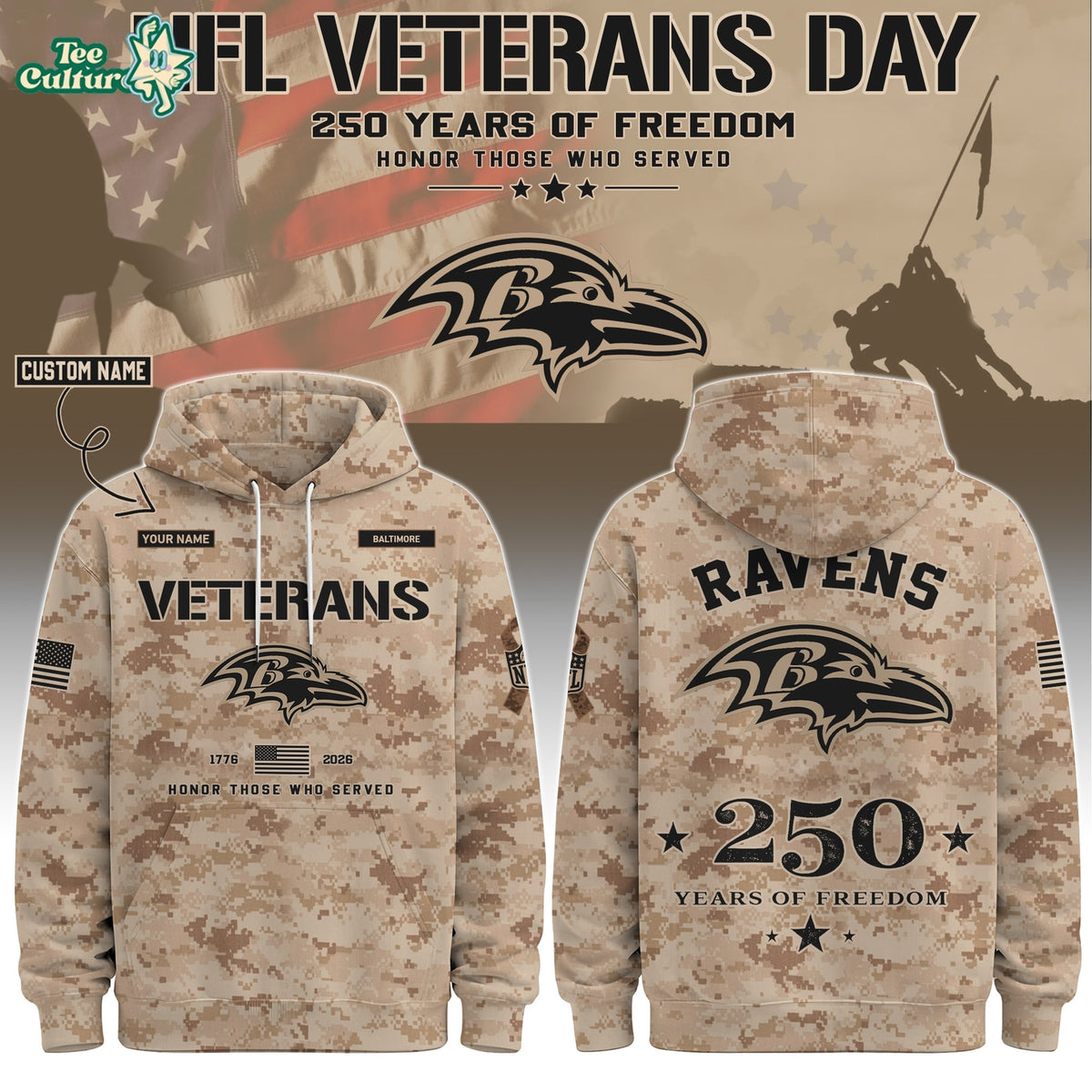 Baltimore Ravens NFL Veterans Day 2026 Limited Edition Hoodie