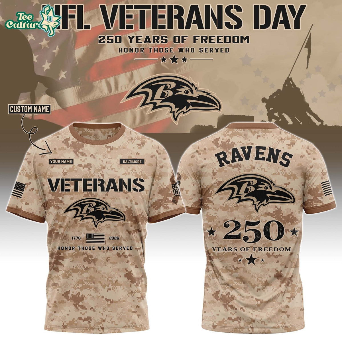 Baltimore Ravens NFL Veterans Day 2026 Limited Edition T-Shirt