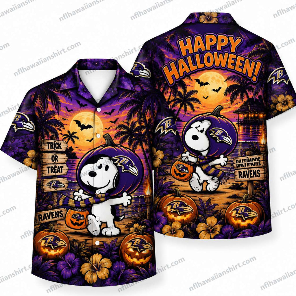 Baltimore Ravens Snoopy Happy Halloween Hawaiian Shirt