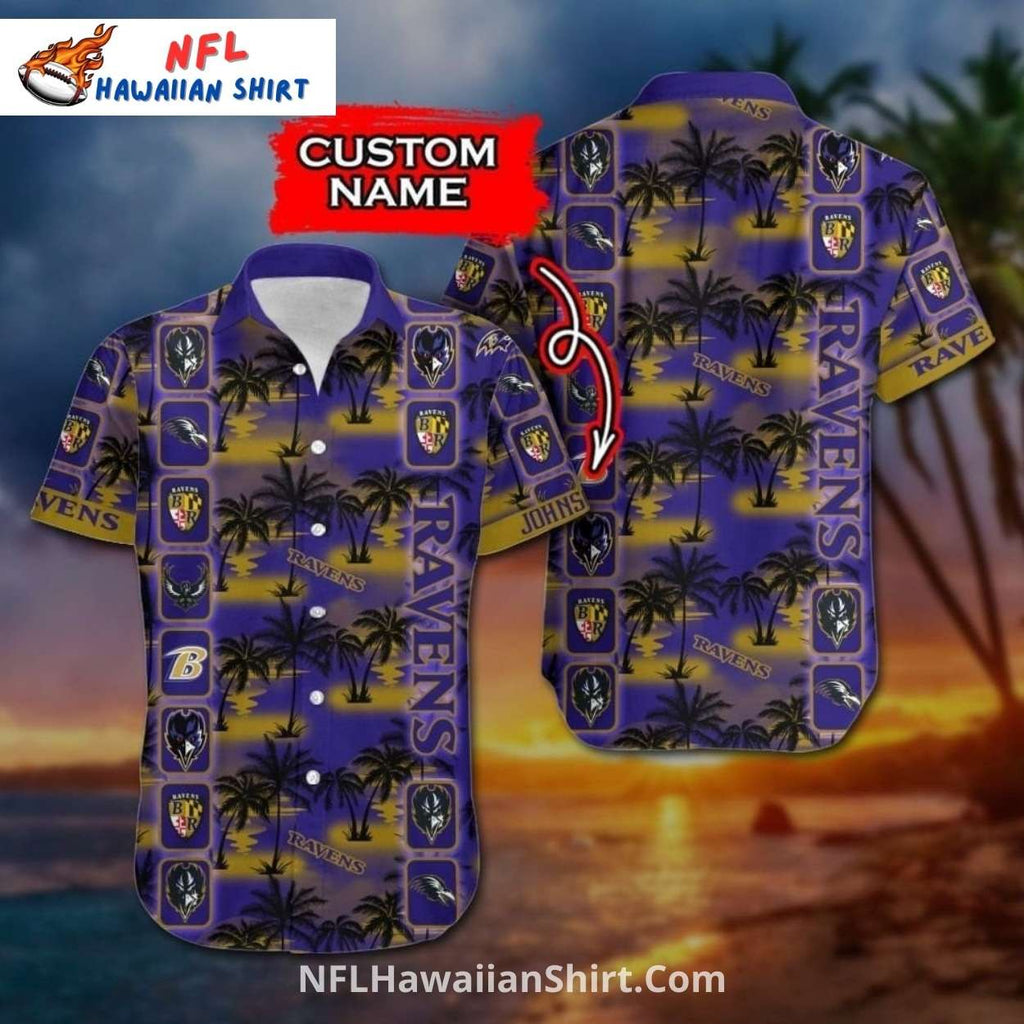 Baltimore Ravens Sunset Palm Tree Aloha Shirt