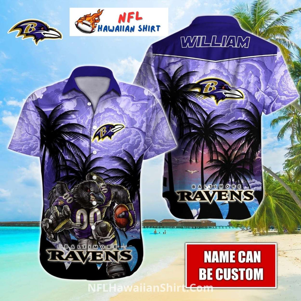 Baltimore Ravens Tropical Sunset Personalized Aloha Shirt