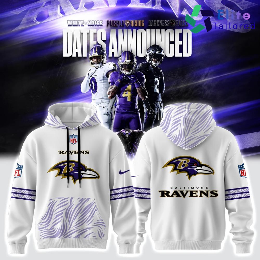 Baltimore Ravens White Noise 2026 Limited Edition Pullover Hoodie