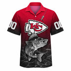 Bass Fishing and KC Chiefs Personalized Hawaiian Shirt: Custom Name and Number for the Fan Who Fishes