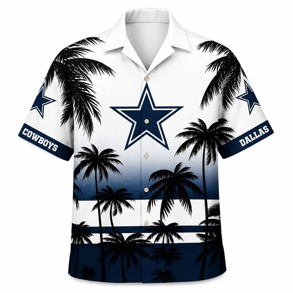 Beachfront Blitz Dallas Cowboys White Tropical Hawaiian Shirt