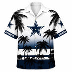 Beachfront Blitz Dallas Cowboys White Tropical Hawaiian Shirt