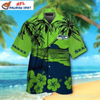 Beachside Sunset Seattle Seahawks Aloha Shirt