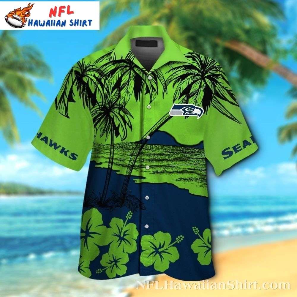 Beachside Sunset Seattle Seahawks Aloha Shirt