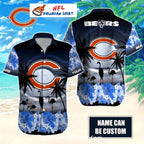 Chicago Bears Sunset Beach Palm Tree Custom Hawaiian Shirt