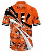 Cincinnati Bengals Aloha Shirt with Bold Logo and Modern Stripes