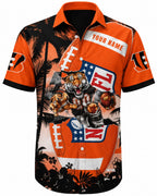 Bengals Beachside Blitz Hawaiian Shirt with Custom Name and Tiger Mascot