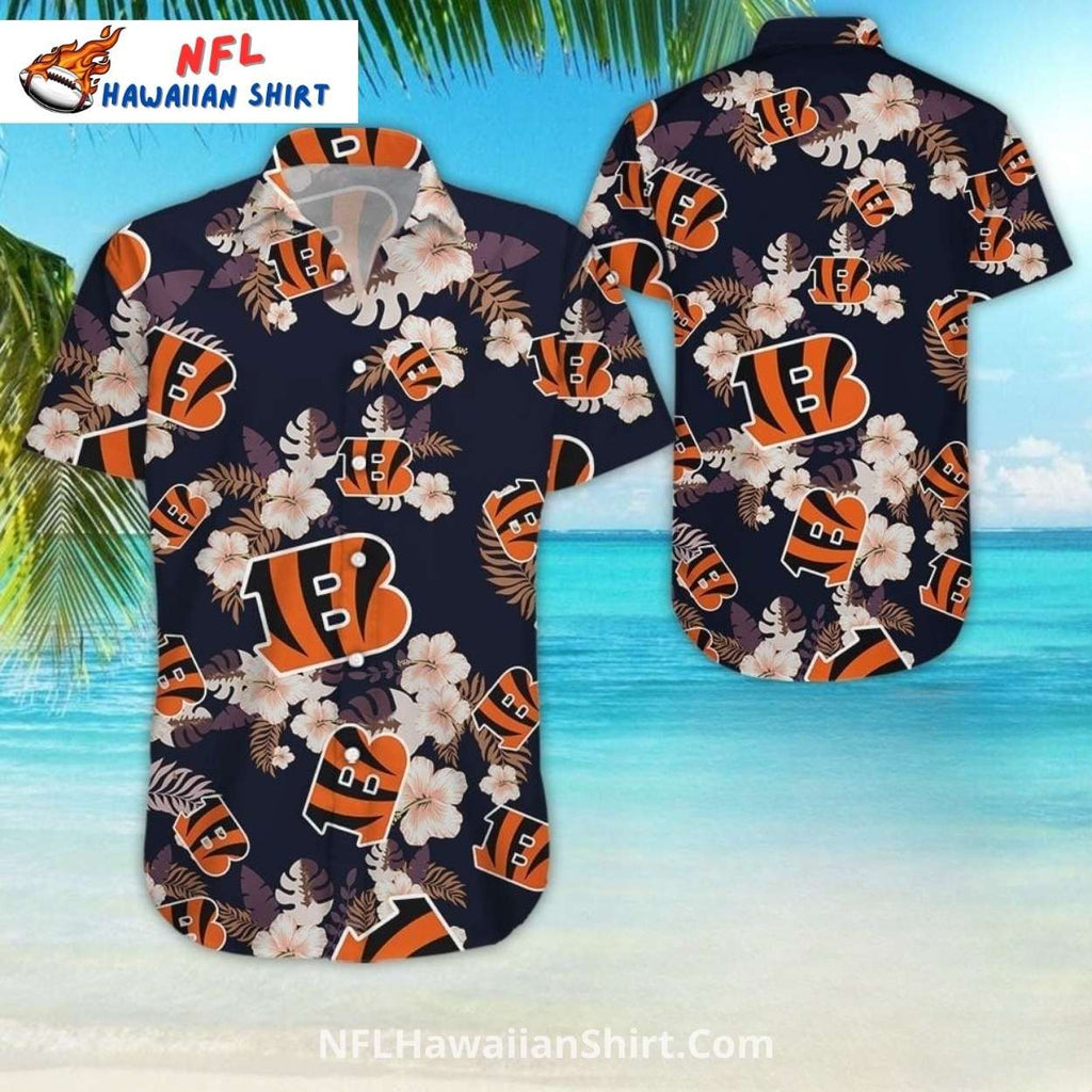 Bengals Hawaiian Shirt Dark Floral Beach Style