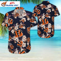 Bengals Hawaiian Shirt Dark Floral Beach Style