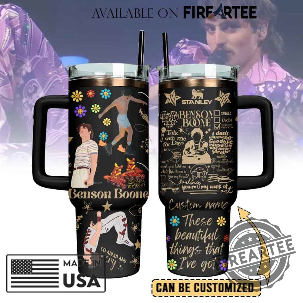 Benson Boone Custom Stanley Tumbler with Handle – Personalized Song Lyrics Mug