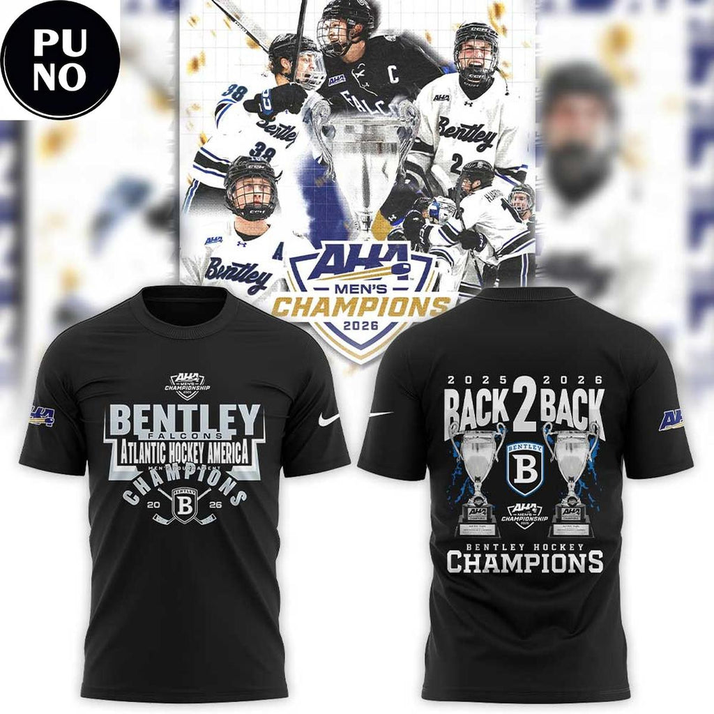 Bentley Falcons 2026 Atlantic Hockey America Champions Back 2 Back Hoodie T-Shirt