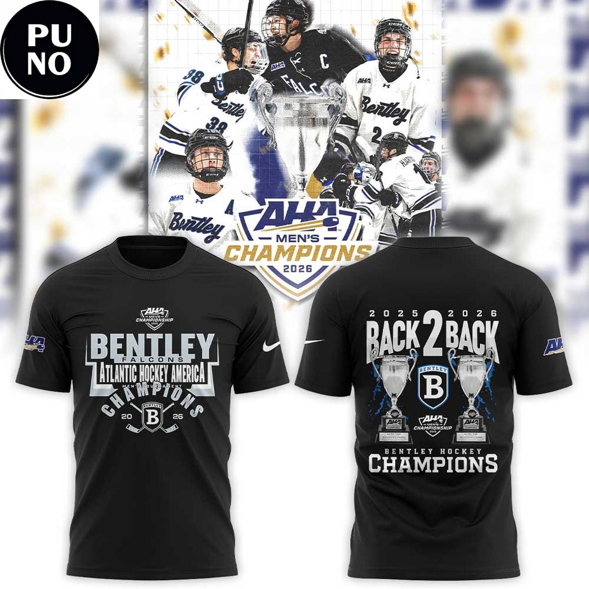 Bentley Falcons 2026 Atlantic Hockey America Champions Back 2 Back Hoodie T-Shirt