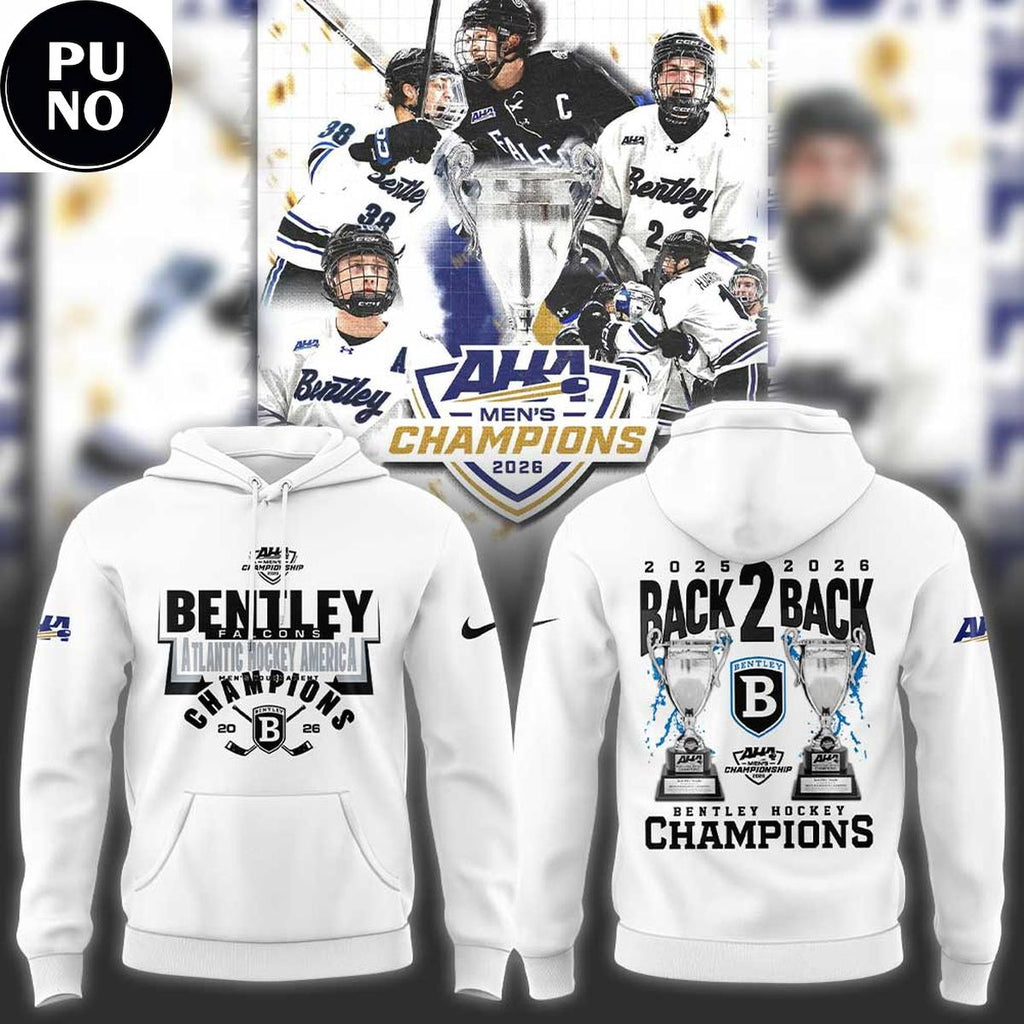 Bentley Falcons 2026 Atlantic Hockey America Champions Back 2 Back Hoodie T-Shirt